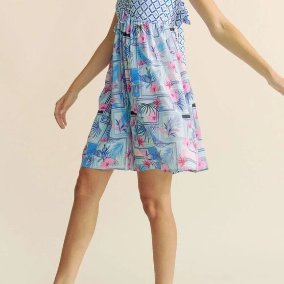 Davi‎ & Dani Tropical Floral Geo Print Tie Back Tube Top Romper - Picture 10 of 16